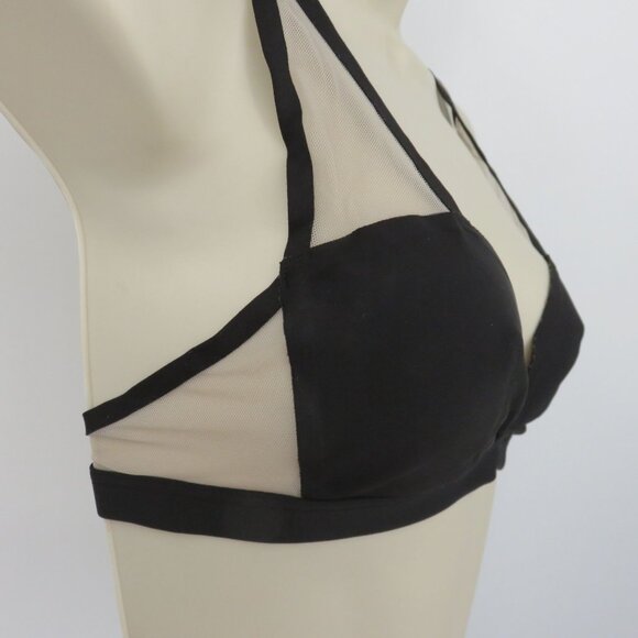 Victorias Secret Womens Small Black Mesh Plunge Bralette 24492967 Nylon Blend - Picture 2 of 15
